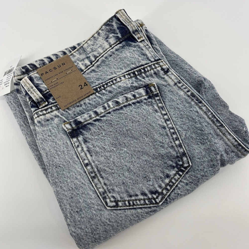 Pac Sun Womens Relaxed Fit Mom Jeans Size 24‎ Stone Acid Washed NWT
